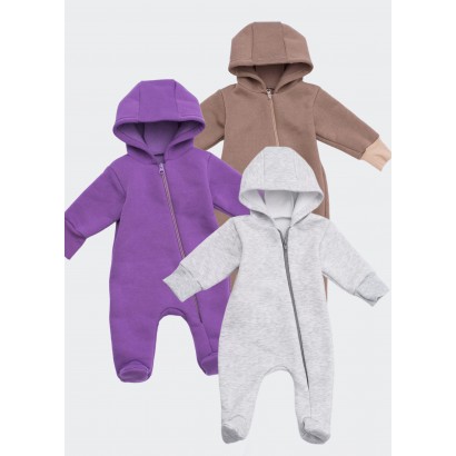 Детский теплый ромпер на замке комплект 3 шт